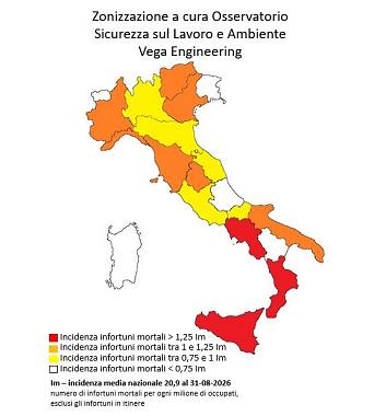 La mappa a colori del rischio morti bianche